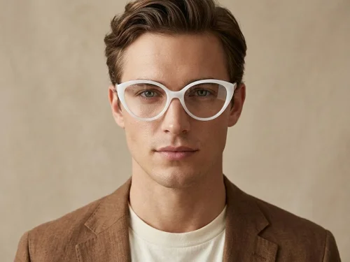 Lunettes papillon en acétate blanc #BS522-0433