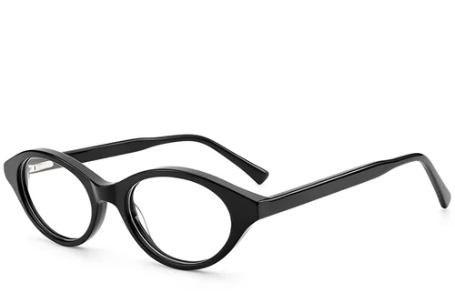 Lunettes ovales en acétate noir #BS522-0434