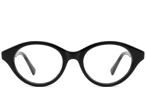 Lunettes ovales en acétate noir #BS522-0434