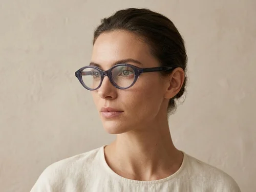 Lunettes ovales en acétate bleu #BS522-0437