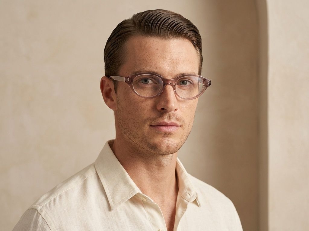 Oval Pink Acetate Glasses #BS522-0438