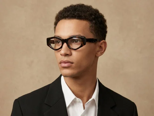 Lunettes en acétate à motif écaille de tortue géométrique #BS522-0455