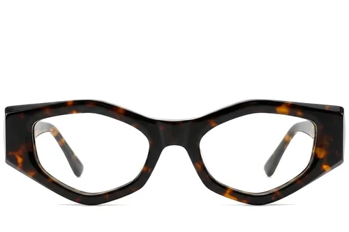 Lunettes en acétate à motif écaille de tortue géométrique #BS522-0455