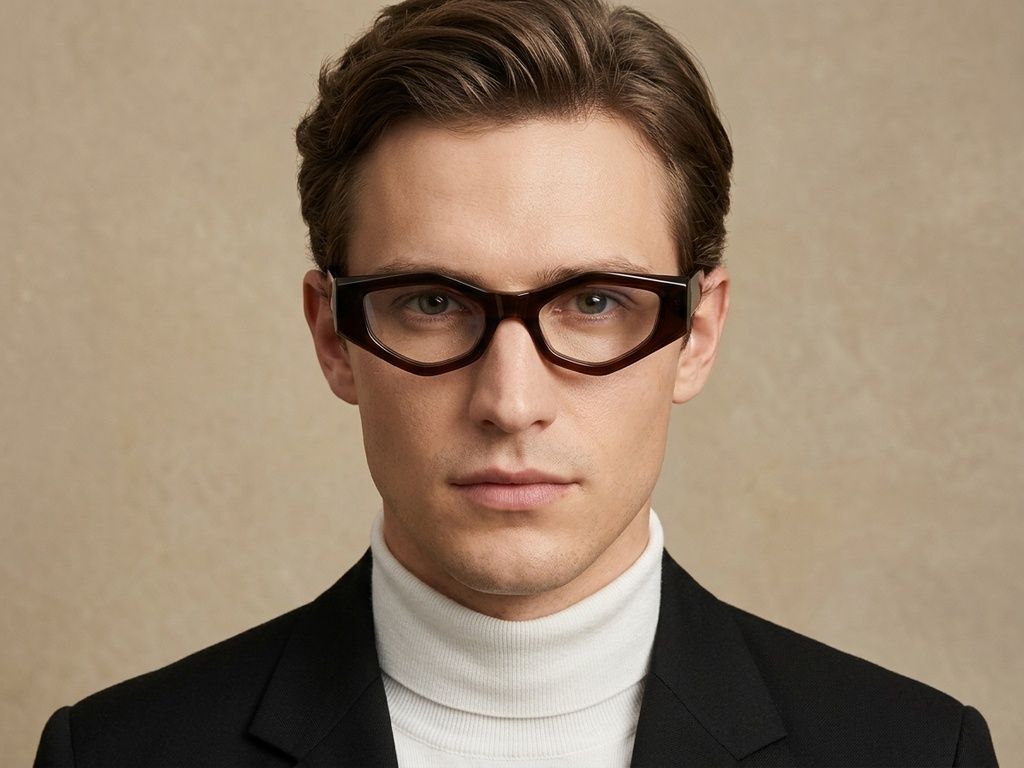 Geometric Brown Acetate Glasses #BS522-0457