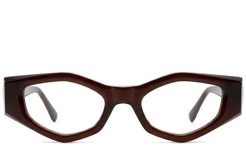 Lunettes géométriques en acétate brun #BS522-0457