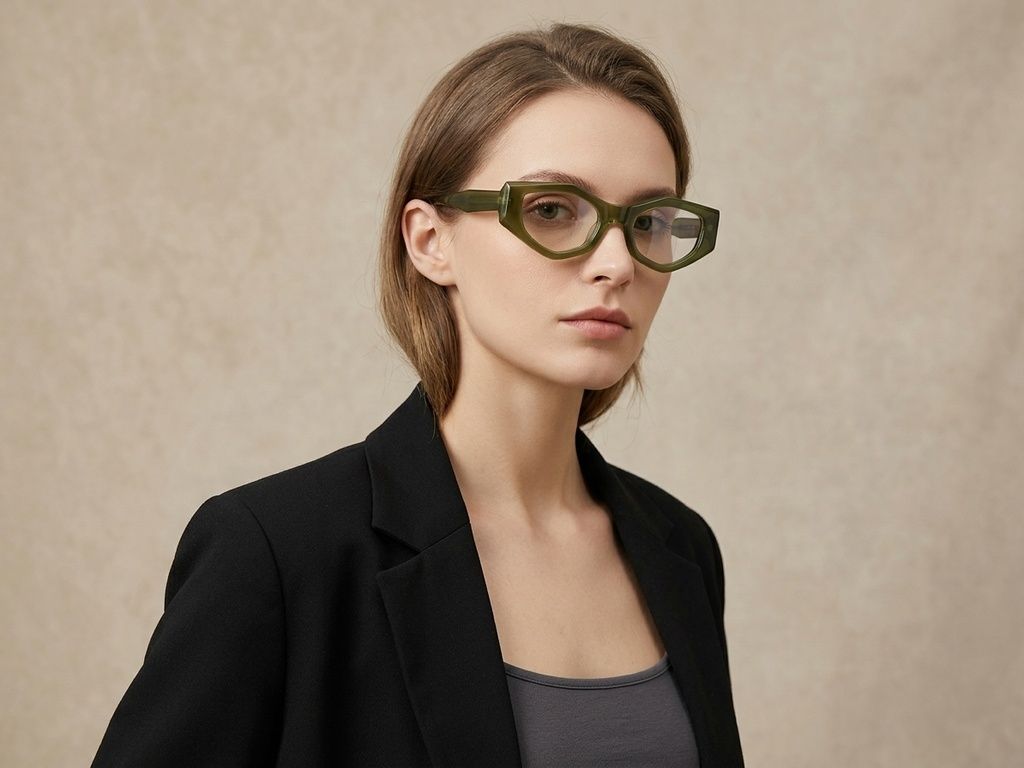 Geometric Green Acetate Glasses #BS522-0458
