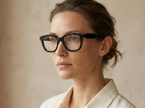 Lunettes rectangulaires en acétate noir #BS522-0489