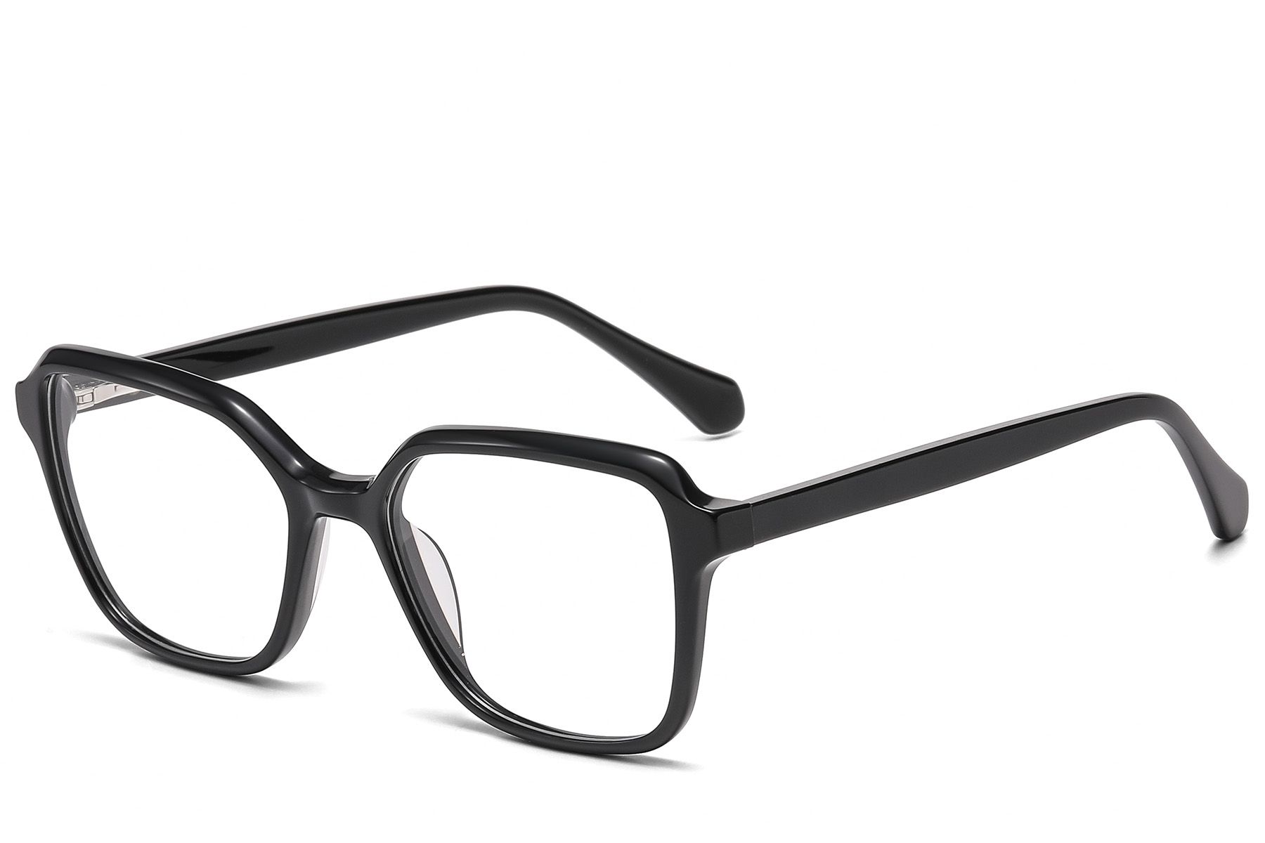 Rechteckige schwarze Acetatbrille #BS522-0518
