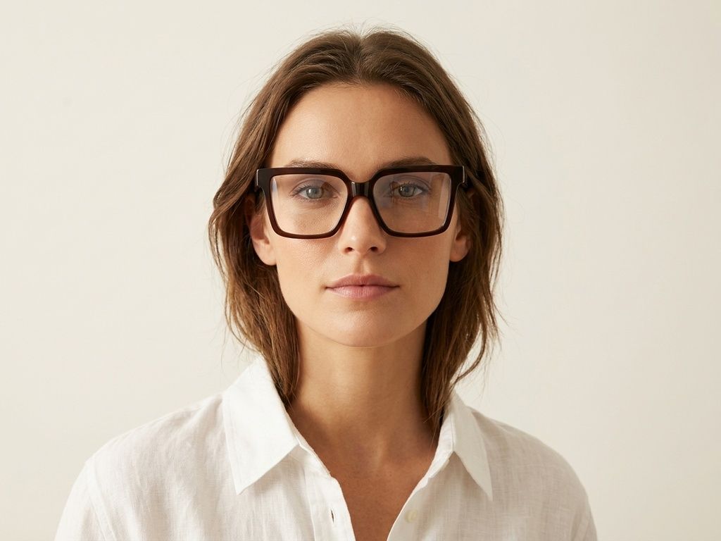 Rectangular Brown Acetate Glasses #BS522-0598