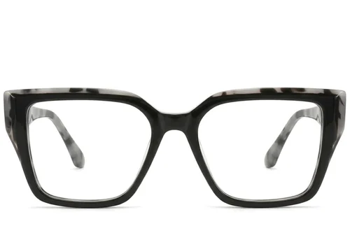 Rectangular Black Acetate Glasses #BS522-0604