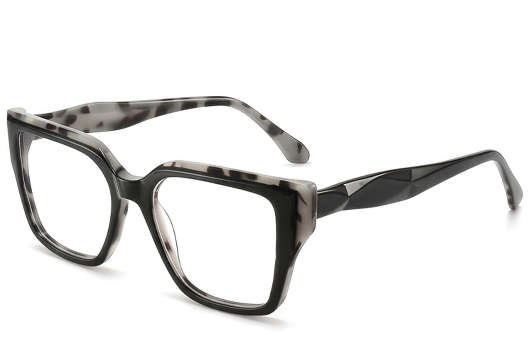 Rectangular Black Acetate Glasses #BS522-0604
