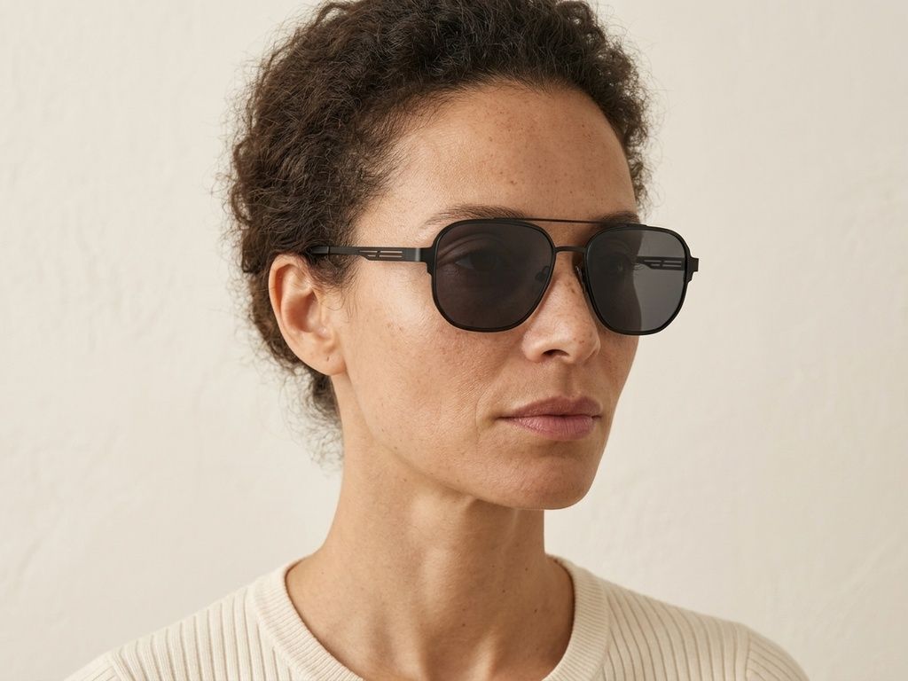 Occhiali da sole modello aviatore in metallo nero #BS8240-0349
