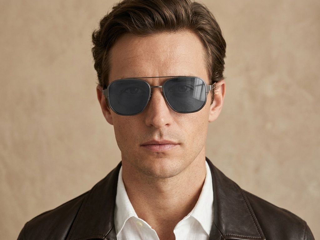 Occhiali da sole modello aviatore in metallo grigio #BS8240-0350