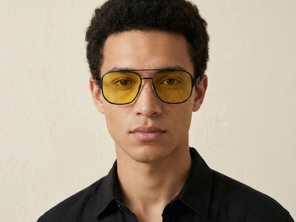 Occhiali da sole Aviator in metallo nero #BS8240-0352