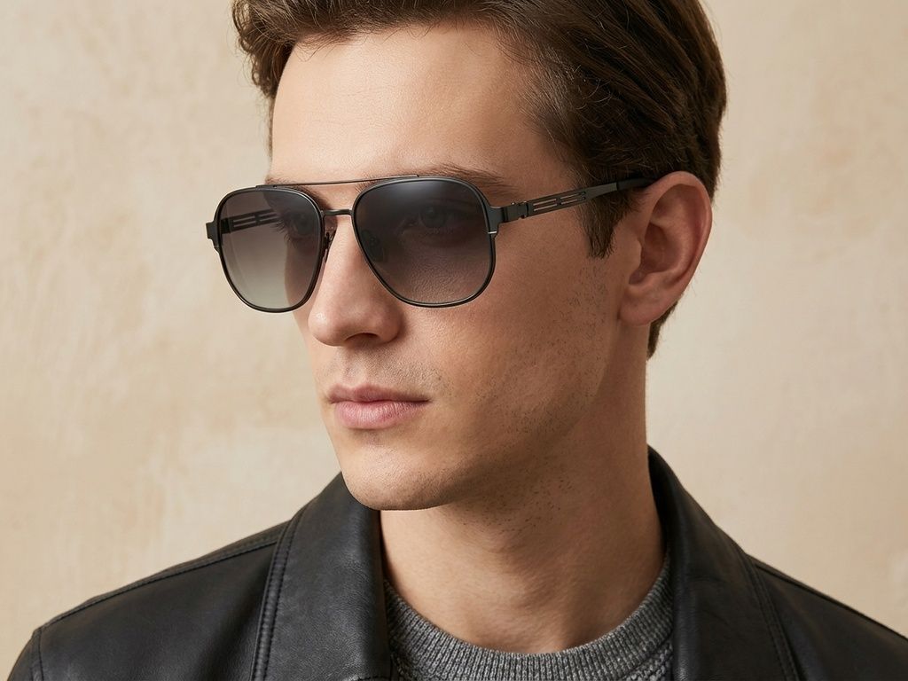 Occhiali da sole modello aviatore in metallo grigio #BS8240-0353