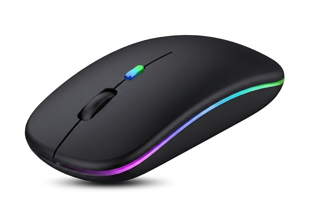 Souris sans fil ergonomique RGB, Bluetooth 5.1 et 2,4 GHz double mode, batterie 500 mAh