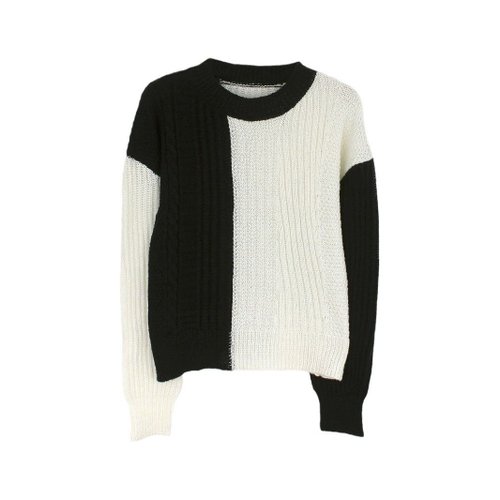 Damen-Zopfstrickpullover, langärmlig, Rundhalsausschnitt SSU-00064