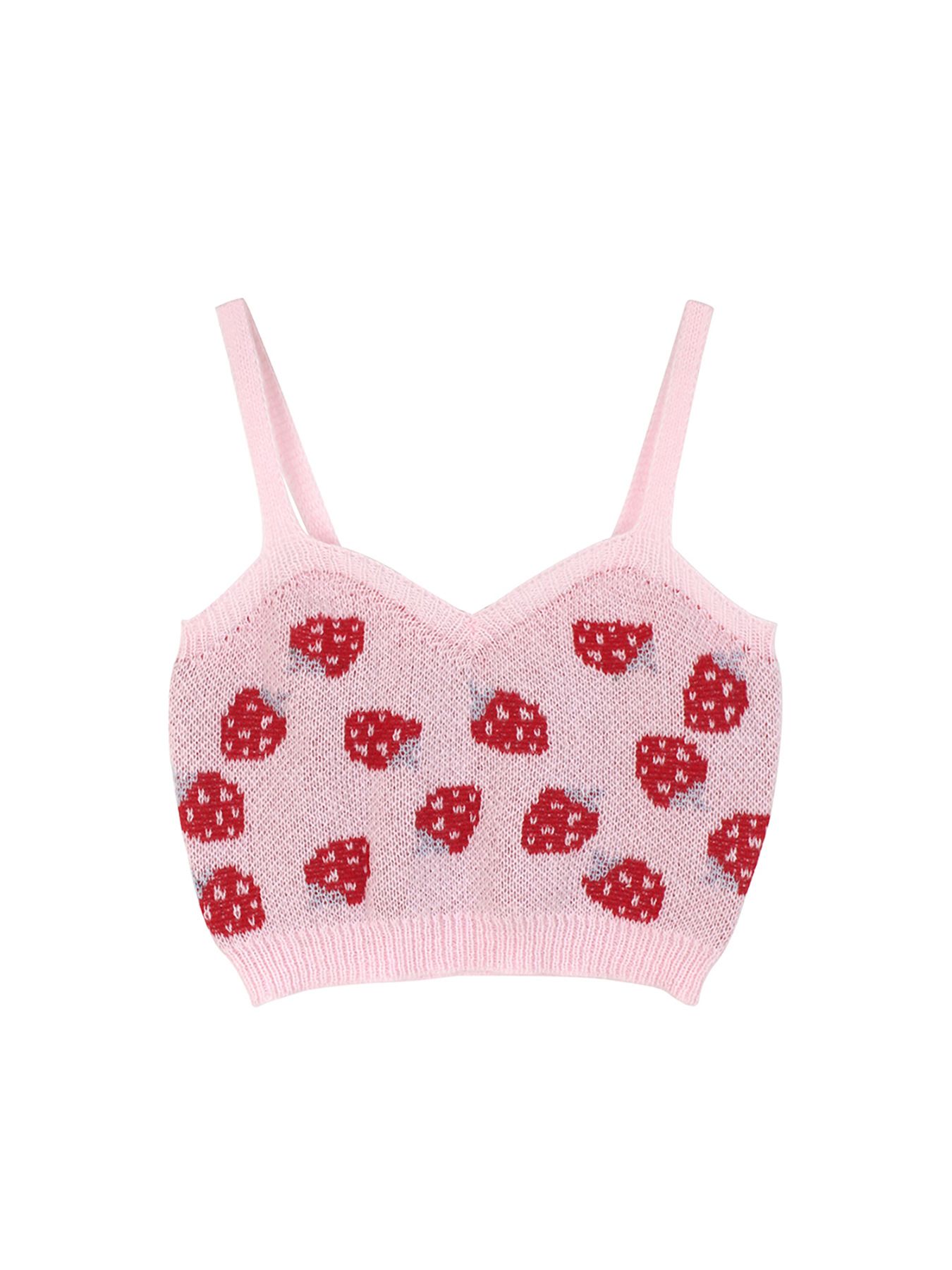 Strawberry Pattern Knit Cami Top Summer Thin Vest SSU-00007