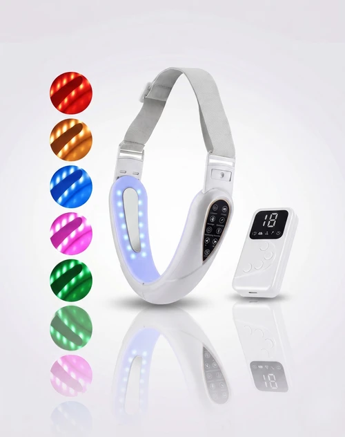 V-vormige gezichtsliftende massager met LED-lichttherapie en EMS
