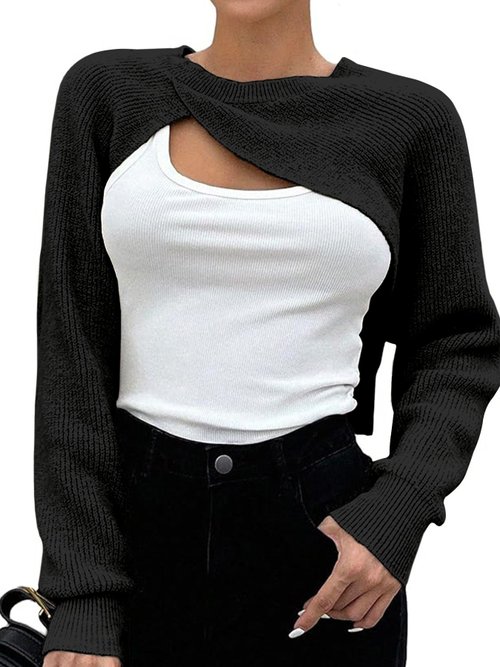 Jersey de punto corto de manga larga - Moda Y2K SSU-00039