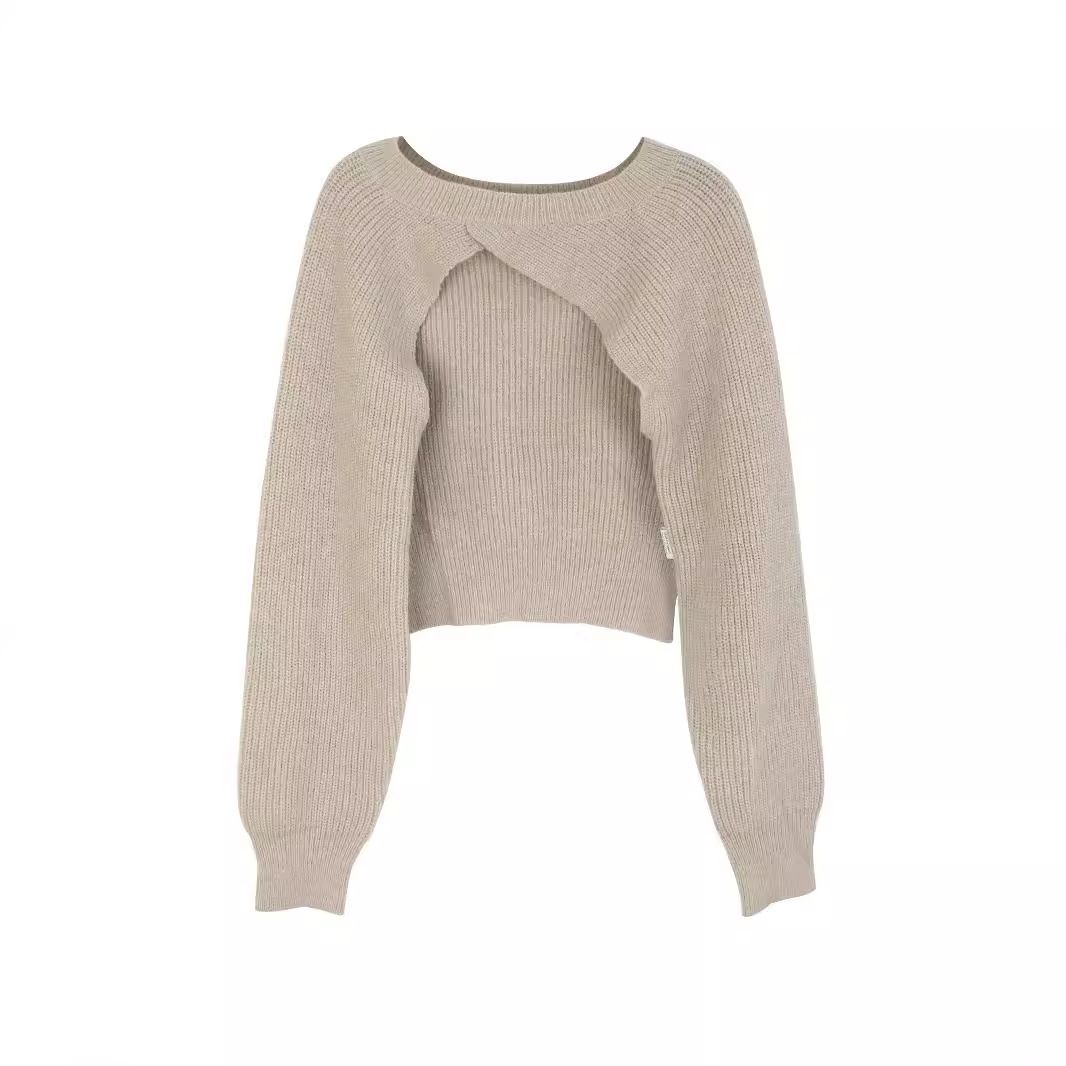 Pull court à manches longues en maille - Mode Y2K SSU-00039