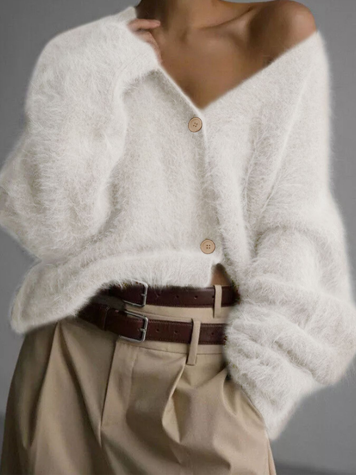 Knit Cardigan V Neck Button Down Long Sleeve Fall Winter SSU-00093