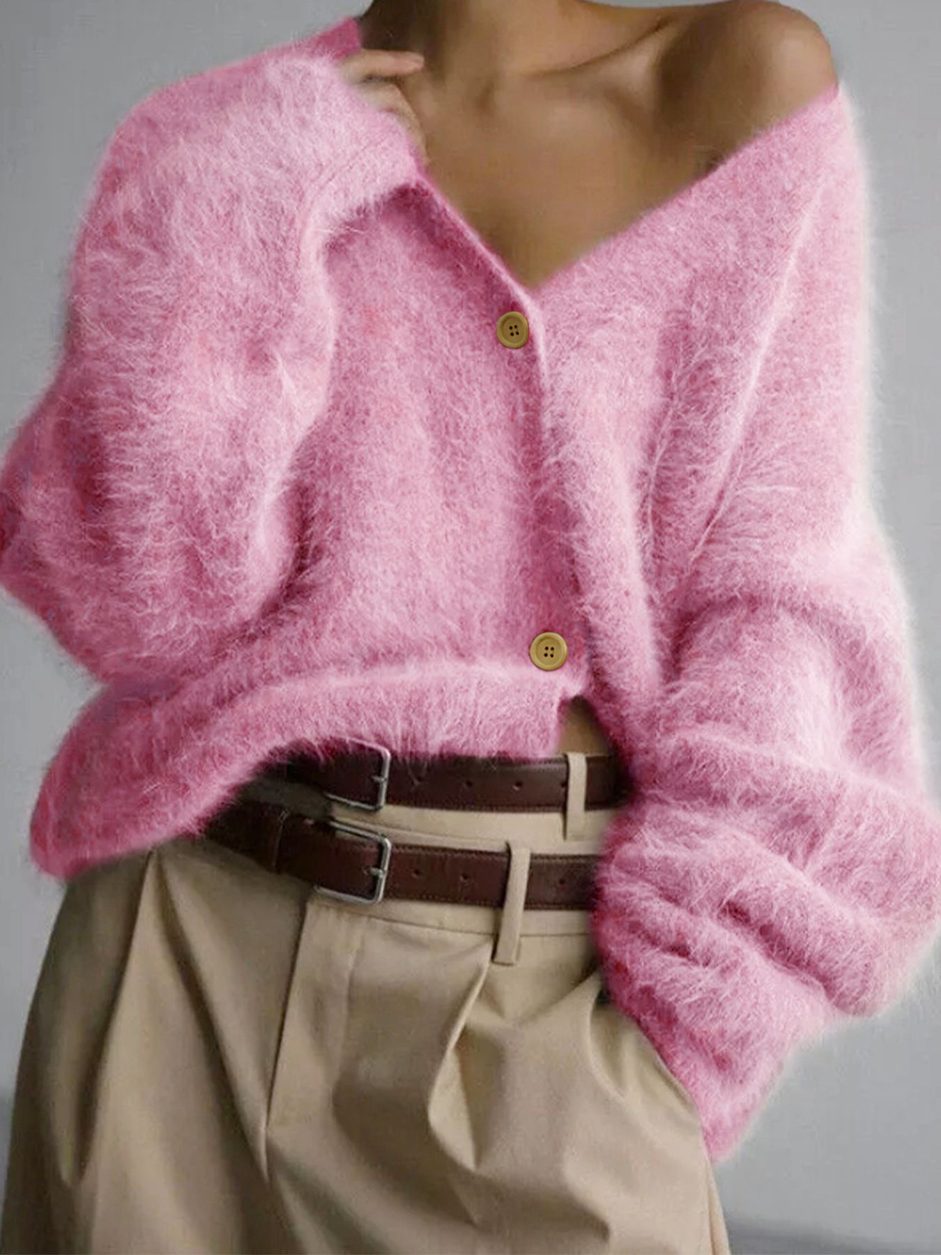 Knit Cardigan V Neck Button Down Long Sleeve Fall Winter SSU-00093