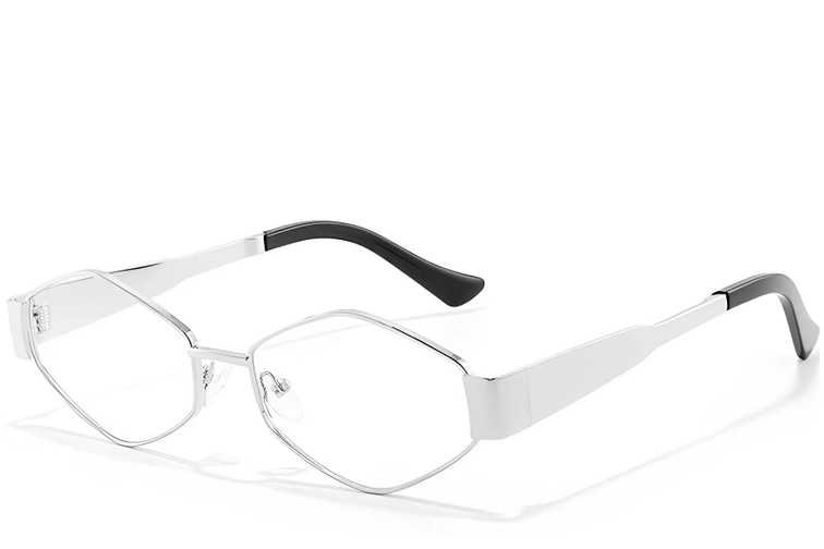 Occhiali in acetato argentato con geometria #BS2607-0347
