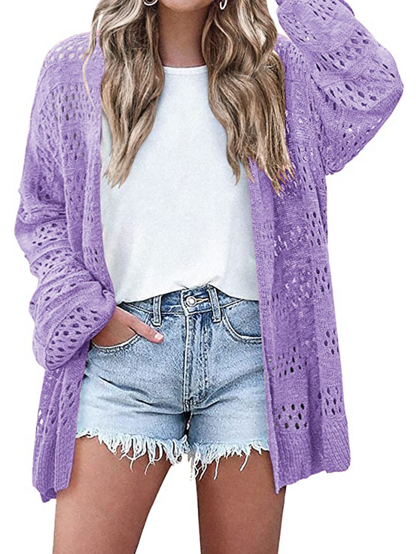 Crochet Knit Cover Up Women's Cardigan Hollow Out Beachwear