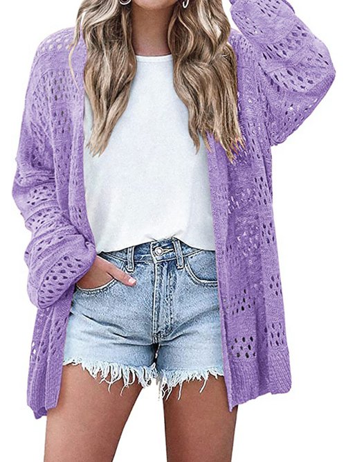 Cardigan da donna lavorato all'uncinetto, traforato, ideale per la spiaggia.
