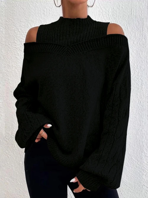 Women's Knit Sweater Long Sleeve Turtleneck Loose Fit Fall Winter SSU-00082