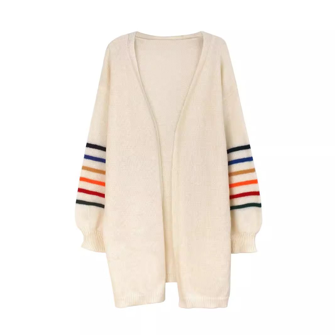 Striped Knit Cardigan Sweater for Women Fall Winter