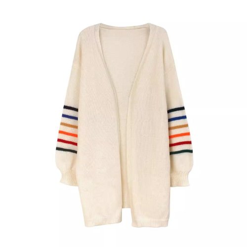 Cardigan a righe in maglia da donna per autunno/inverno