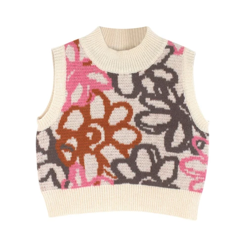 Lightweight Knit Sweater Vest Women's Cropped Beach Summer Top SSU-00051