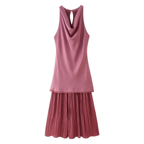 Midi Dress Pleated A-Line Women's KUN-00212