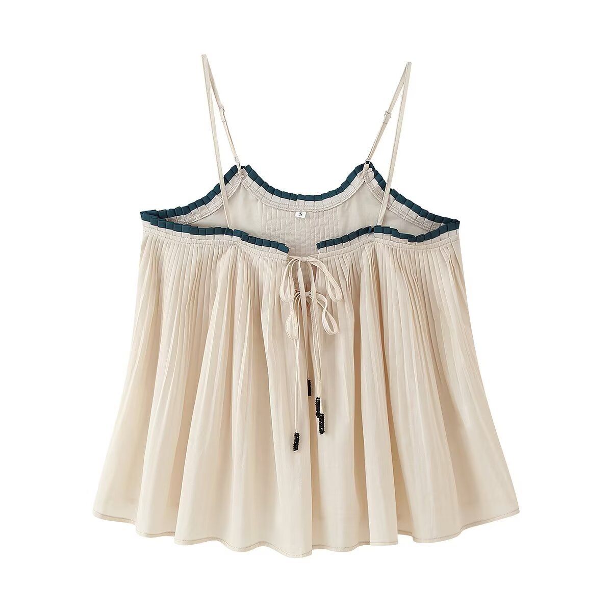 Blusa con ribetes de bloques de color para mujer - Estilo europeo elegante KUN-00030