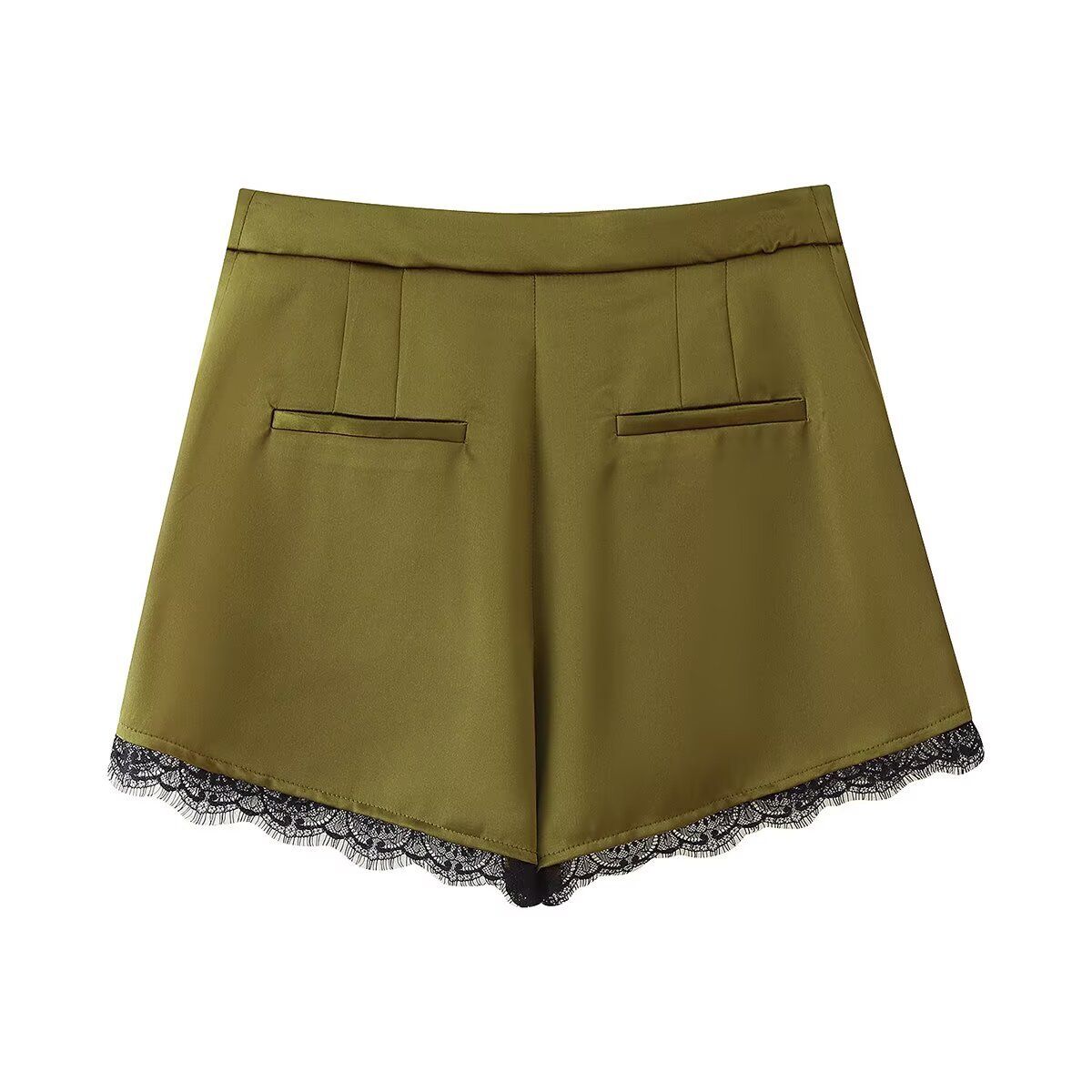 Satin Lace Trim Casual Shorts - Chic European Style KUN-00007