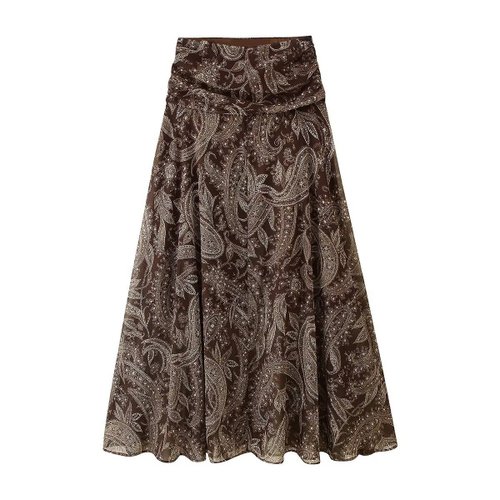 Chiffon Floral Print Maxi Skirt Versatile KUN-00005