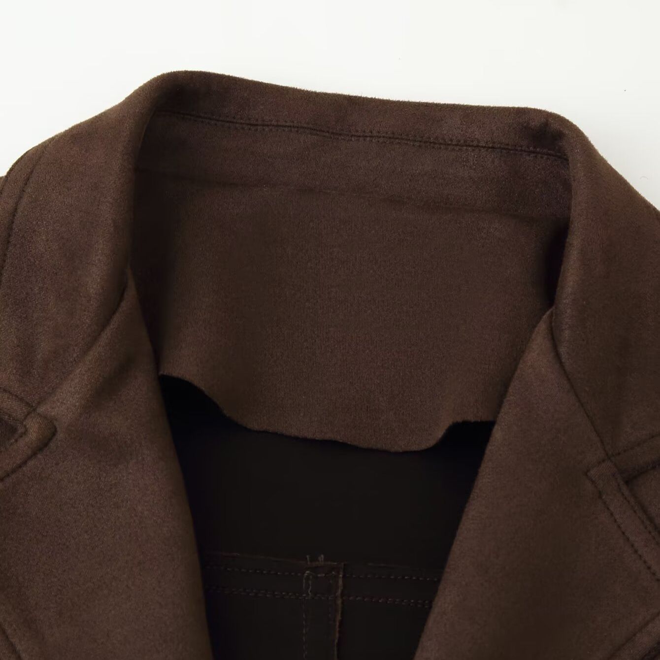 Faux Suede Belted Jacket - European Style KUN-00077