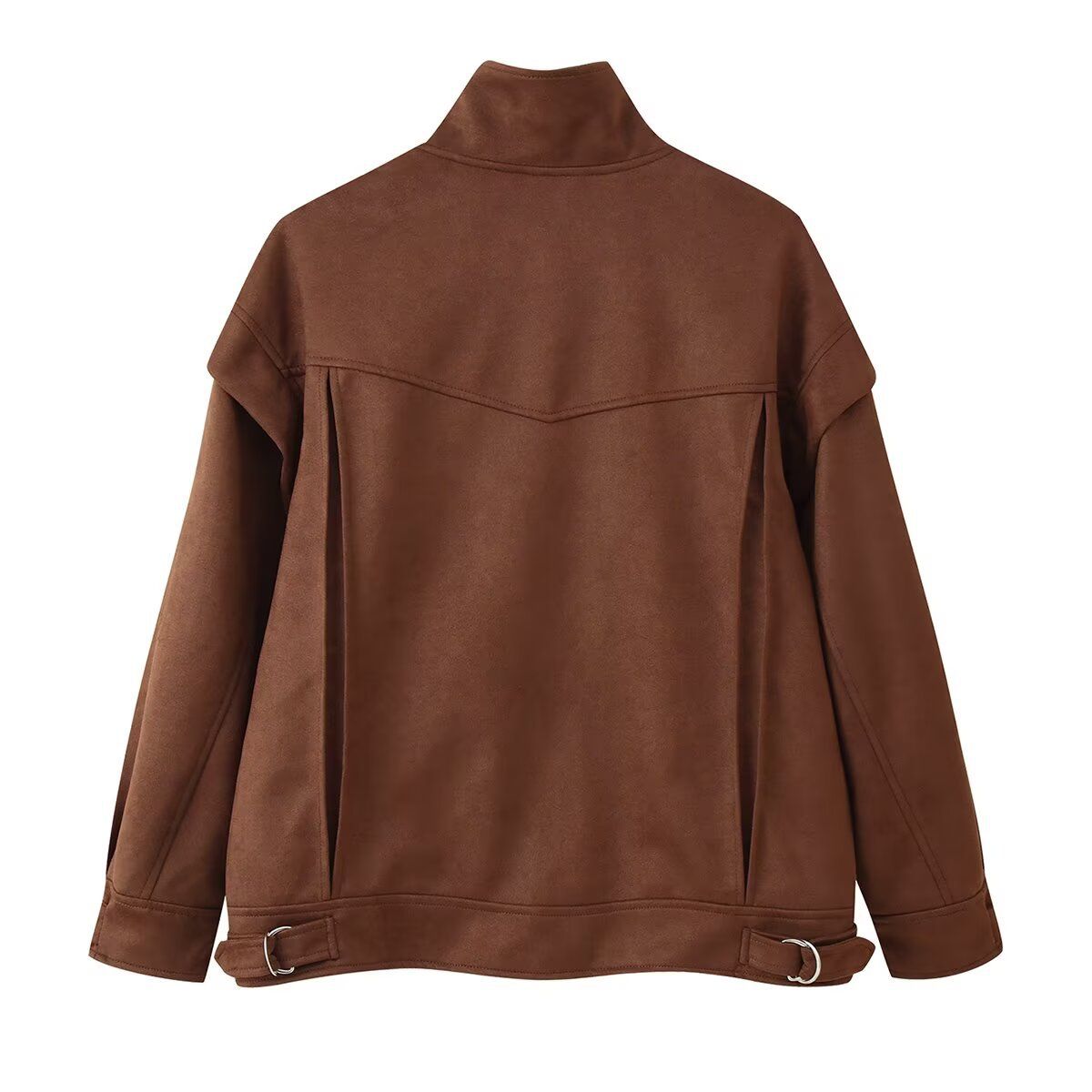 Suede Jacket Women's Oversized Wide Shoulder Pocket Coat KUN-00125