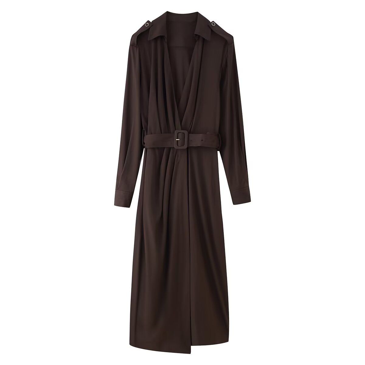 Midi Dress with Belt - European Style Women's Dress KUN-00103