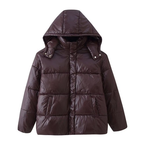 Hooded Puffer Jacket Shiny Classic Style KUN-00001
