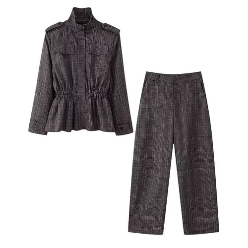 Wool Blend Balloon Pants with Ruffle Hem KUN-00132