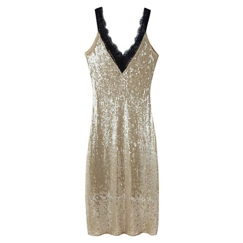 Lace Dress with Sequin Detail - European Style KUN-00119