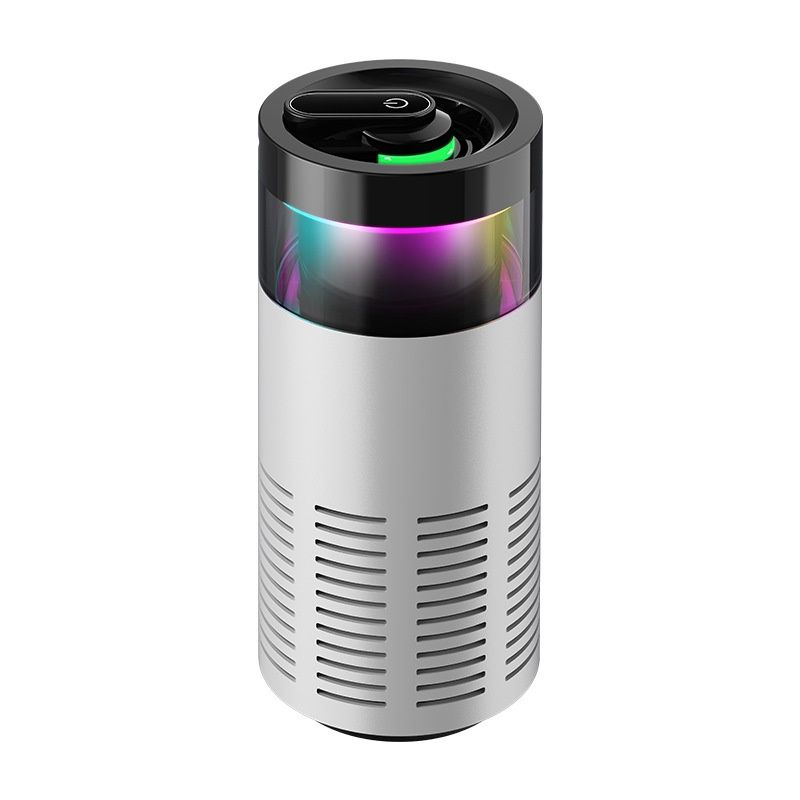 Compact Car Air Purifier with Negative Ion Purification, Auto Start/Stop, RGB Ambient Light, Odor & Formaldehyde Eliminator for Vehicles