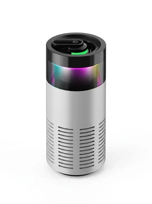 Compact Car Air Purifier with Negative Ion Purification, Auto Start/Stop, RGB Ambient Light, Odor & Formaldehyde Eliminator for Vehicles
