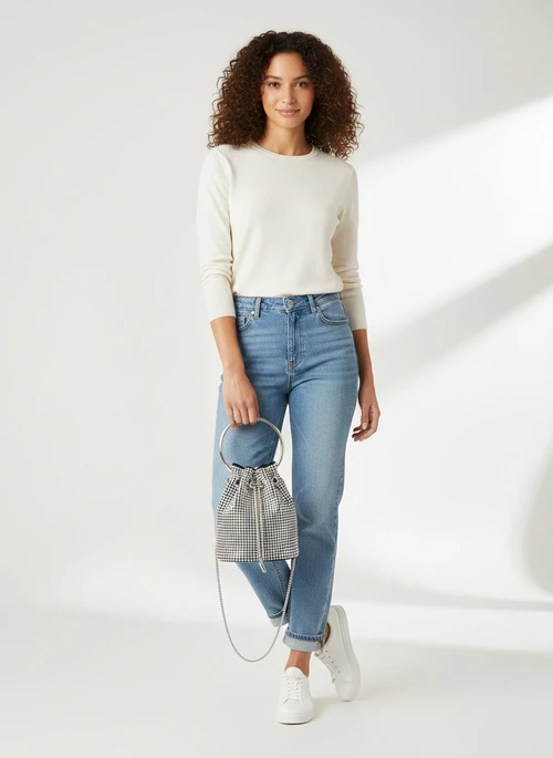 Sparkle Rhinestone Drawstring Bucket Bag with Ring Handle