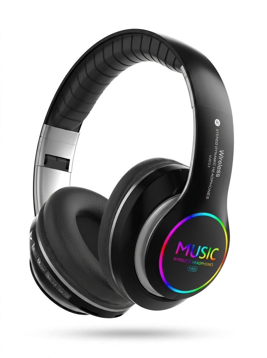 Wireless Bluetooth 5.0 Headphones with RGB Light & Mic