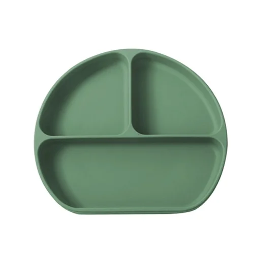 Baby Silicone Suction Plate with Dividers & Lid - Toddler Feeding
