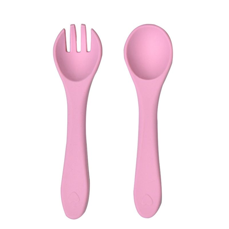 Soft Silicone Baby Self-Feeding Spoon & Fork Set